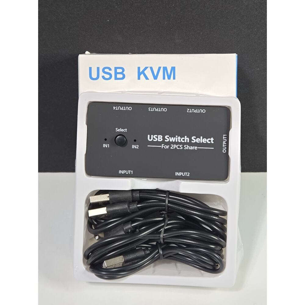 USB KVM Switch Selector for 2 Computers 4-Port USB Sharing Hub | Keyboard Mouse